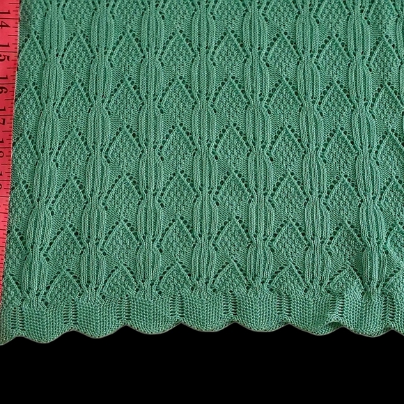 Women's Cotton  Mint Green Blouse Knit Vintage Top, , Openwork, Size L - Picture 9 of 10